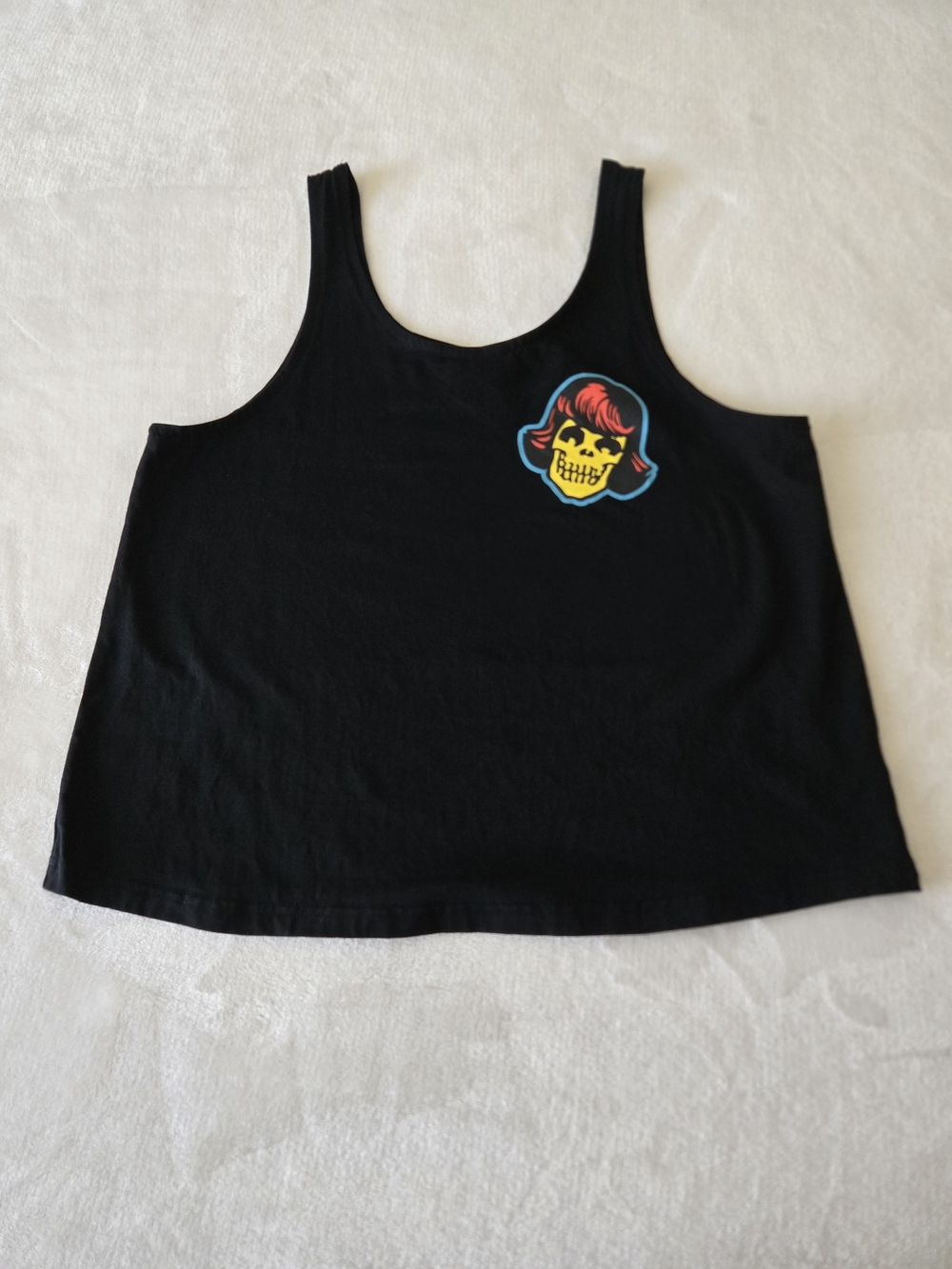 Women's Size S Black Tank Top with Colorful Skull Patch from RAD COFFEE